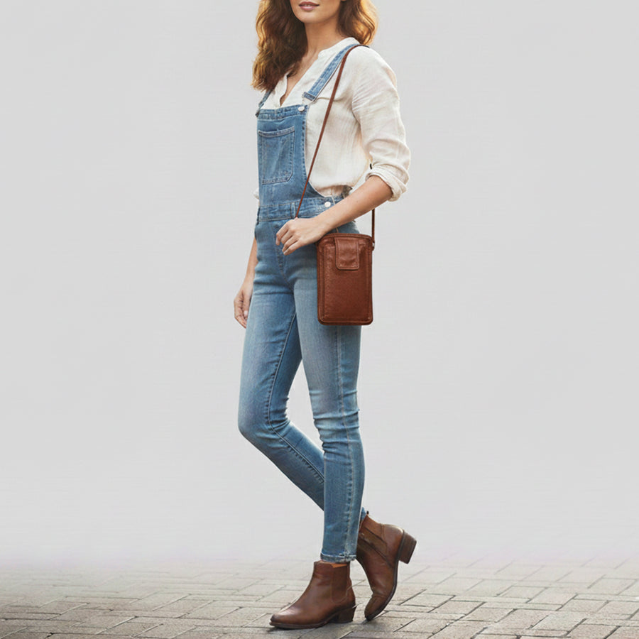 Spaghetti Western Swc213Cg Sling Vintage Handmade Drum Dyed Genuine European Cowhide Leather Women Bag Western Handbag Purse