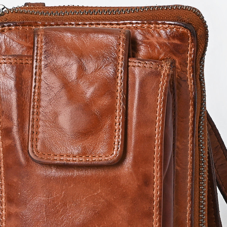 Spaghetti Western Swc213Cg Sling Vintage Handmade Drum Dyed Genuine European Cowhide Leather Women Bag Western Handbag Purse