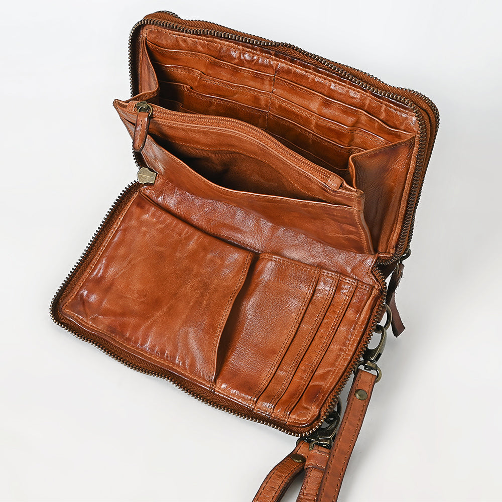 Spaghetti Western Swc213Cg Sling Vintage Handmade Drum Dyed Genuine European Cowhide Leather Women Bag Western Handbag Purse