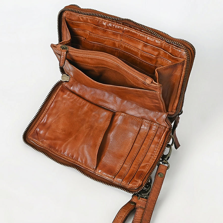 Spaghetti Western Swc213Cg Sling Vintage Handmade Drum Dyed Genuine European Cowhide Leather Women Bag Western Handbag Purse