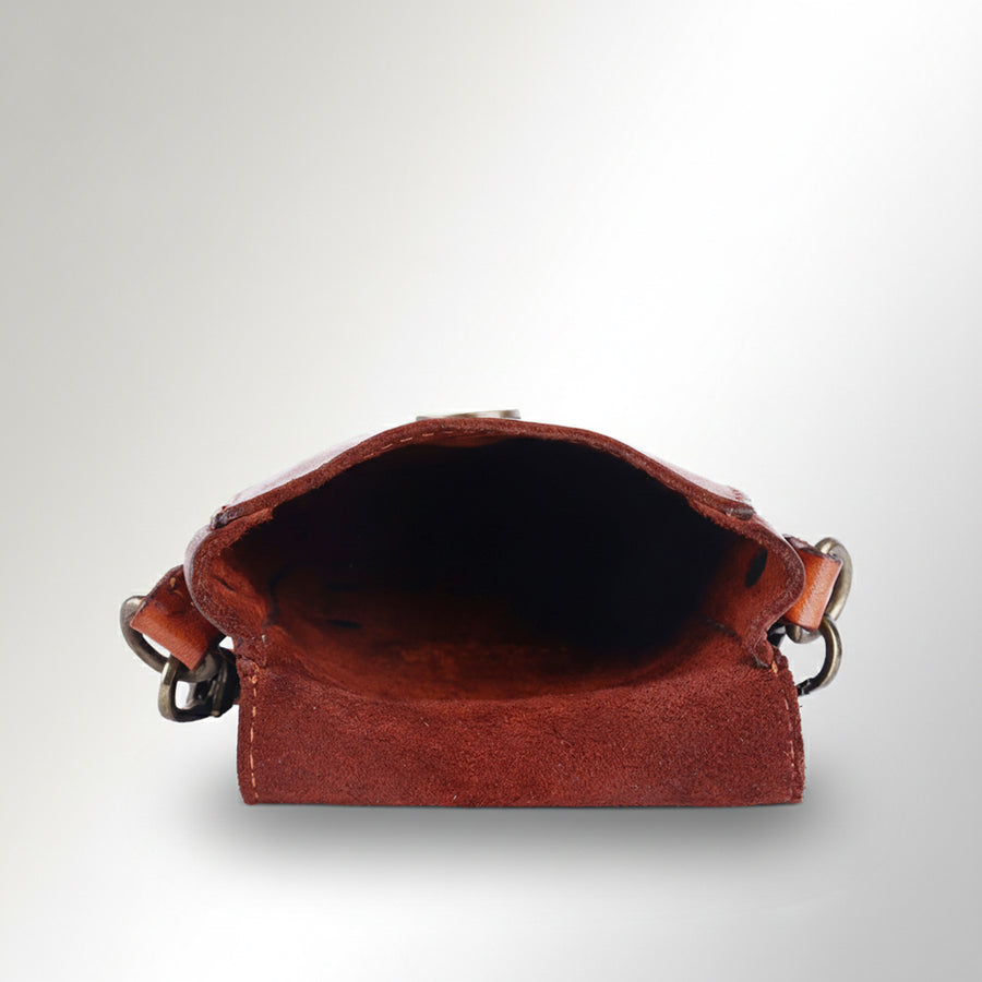 Spaghetti Western Swc214Cg Sling Vintage Handmade Drum Dyed Genuine European Cowhide Leather Women Bag Western Handbag Purse