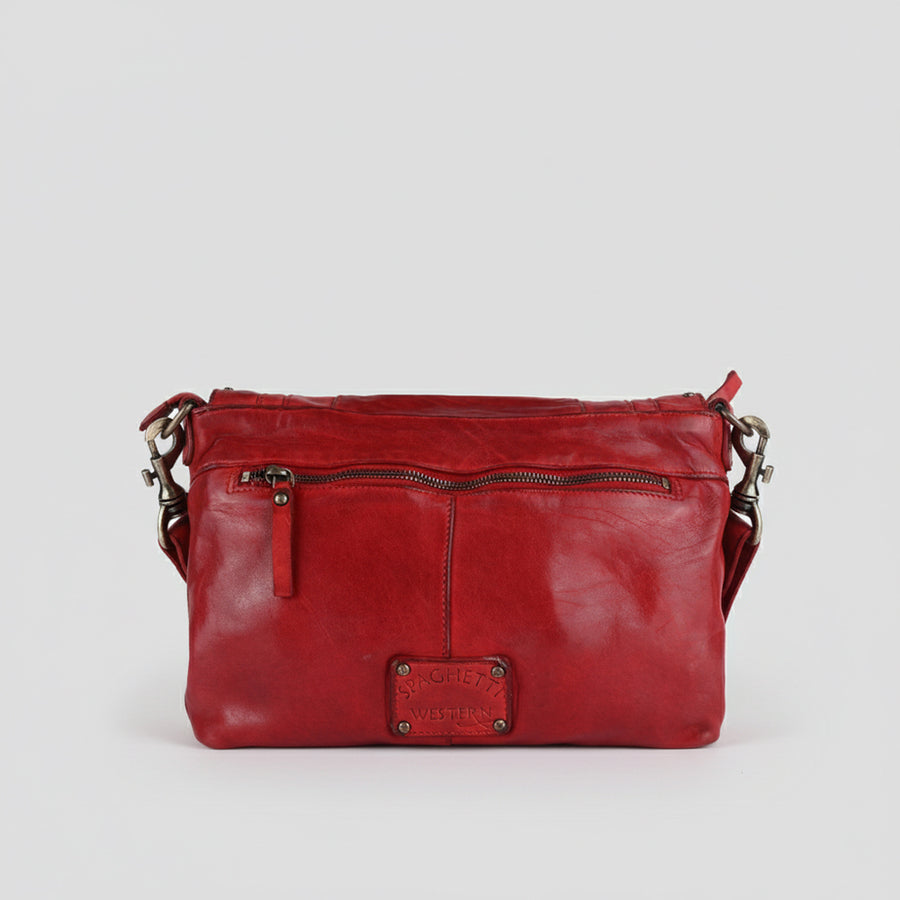 Spaghetti Western Swc174Rd Cross Body I Vintage Handmade Drum Dyed Genuine European Cowhide Leather Women Bag Western Handbag Purse