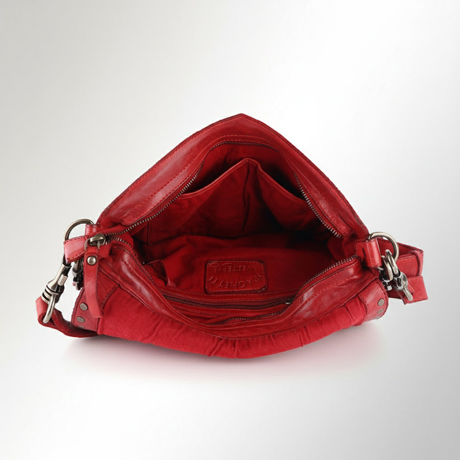 Spaghetti Western Swc174Rd Cross Body I Vintage Handmade Drum Dyed Genuine European Cowhide Leather Women Bag Western Handbag Purse