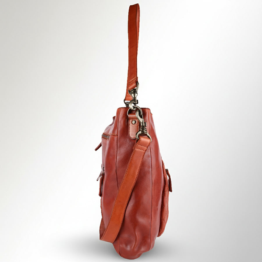 Spaghetti Western Swc180Org Hobo Vintage Handmade Drum Dyed Genuine European Cowhide Leather Women Bag Western Handbag Purse