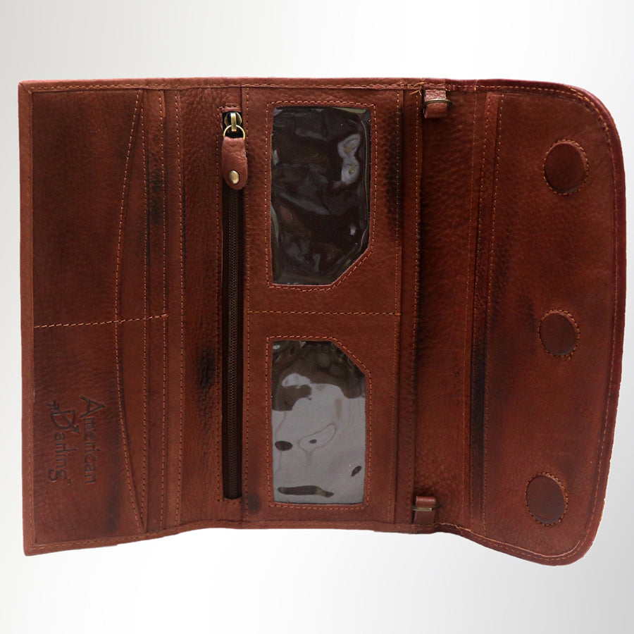 American Darling Small Cross body Bag Genuine Vegetable Tanned Leather Wallet Purse Western Handbag 4in x 1in x 8in
