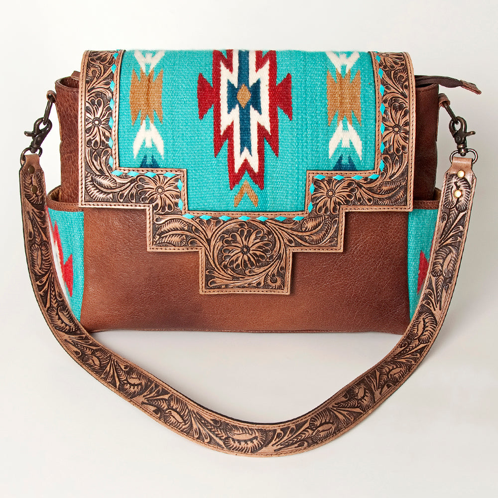 American Darling Messenger Hand Tooled Saddle Blanket Genuine Leather Western Women Bag Handbag Purse | Cute