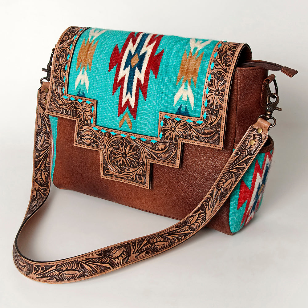 American Darling Messenger Hand Tooled Saddle Blanket Genuine Leather Western Women Bag Handbag Purse | Cute