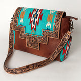 American Darling Messenger Hand Tooled Saddle Blanket Genuine Leather Western Women Bag Handbag Purse | Cute