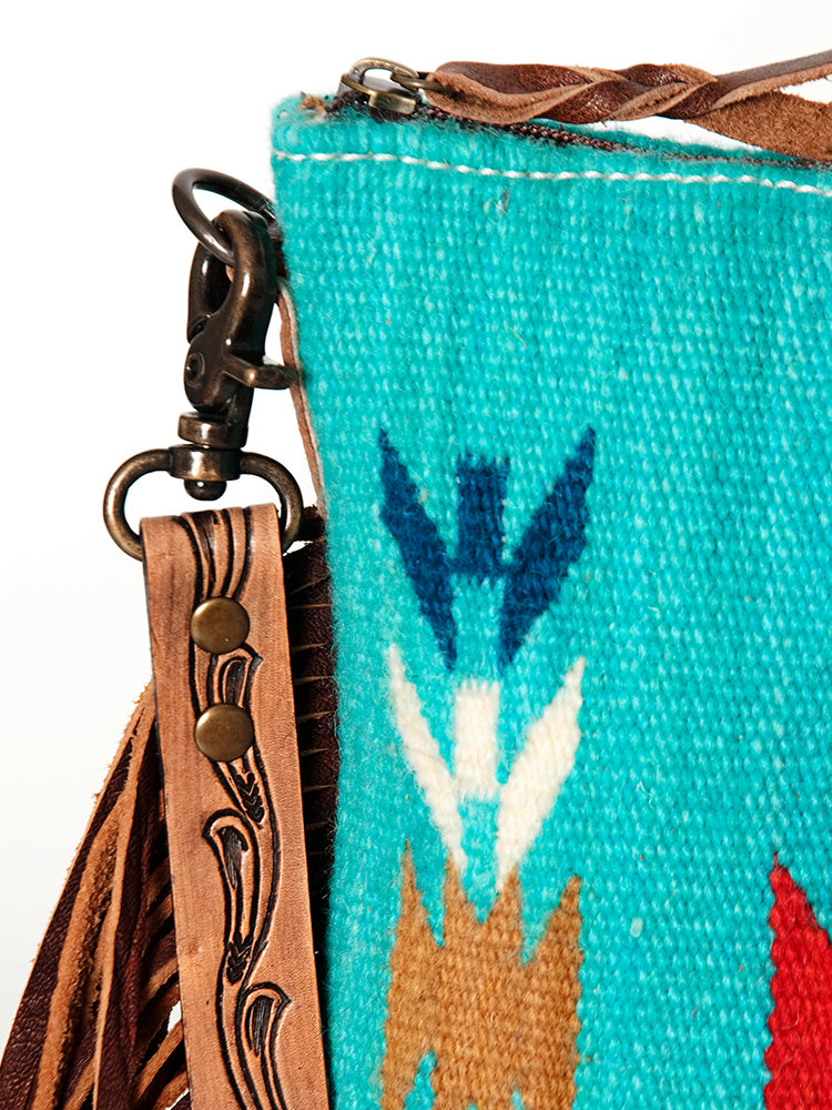 American Darling Cross Body Saddle Blanket Fabric Genuine Leather Western Women Bag | Black Handbag Purse Crossbody for Cute