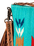 American Darling Cross Body Saddle Blanket Fabric Genuine Leather Western Women Bag | Black Handbag Purse Crossbody for Cute
