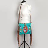 American Darling Cross Body Saddle Blanket Fabric Genuine Leather Western Women Bag | Black Handbag Purse Crossbody for Cute