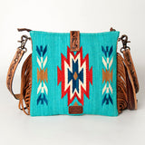 American Darling Cross Body Saddle Blanket Fabric Genuine Leather Western Women Bag | Black Handbag Purse Crossbody for Cute
