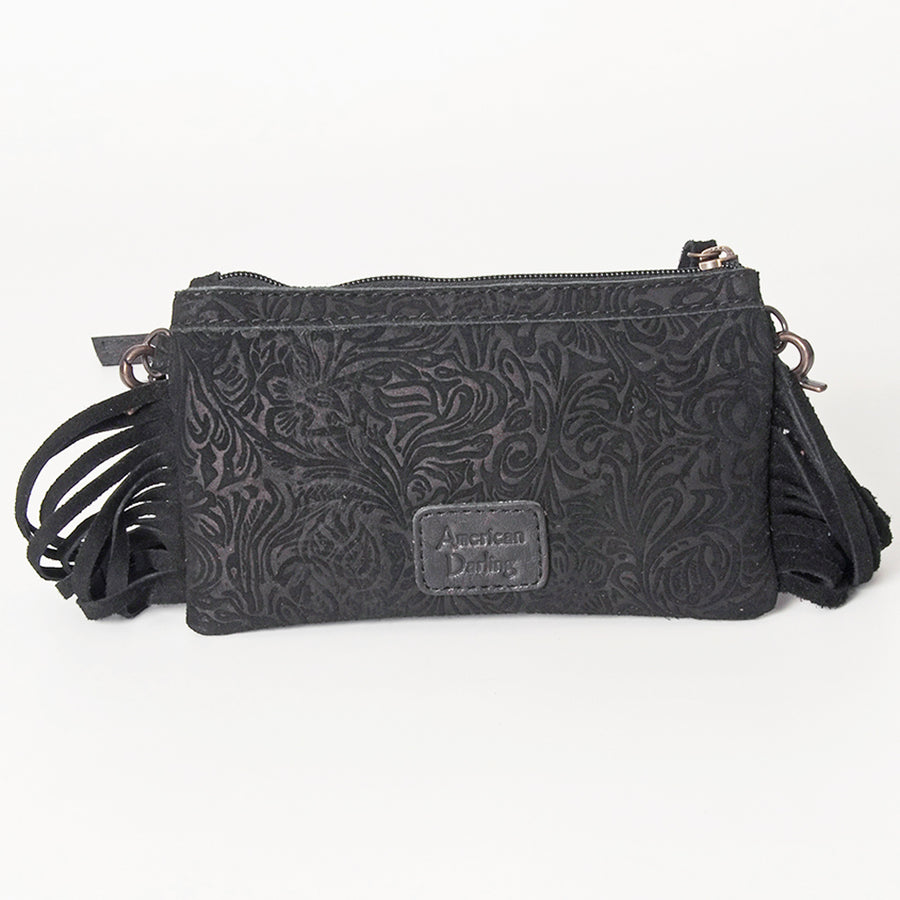 American Darling Small Cross body Bag Western Leather Floral Embossed Damascus Carved Genuine Leather 4.5in x 8in