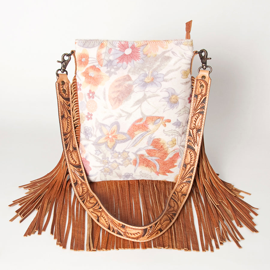 American Darling Messenger Hand Tooled Hair On Genuine Leather Western Women Bag Handbag Purse | Cute