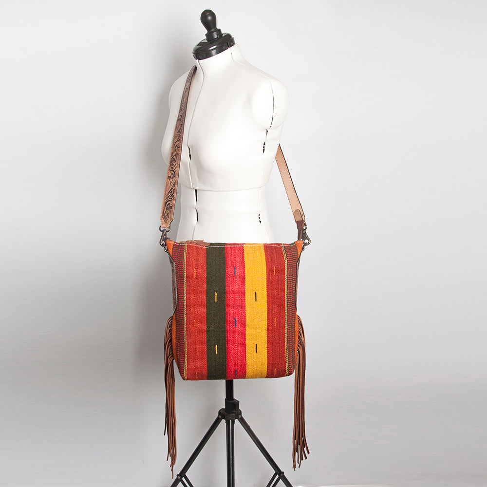 American Darling Messenger Bag Saddle Blanket Fabric Genuine Leather Western Women Handbag Purse | Cute