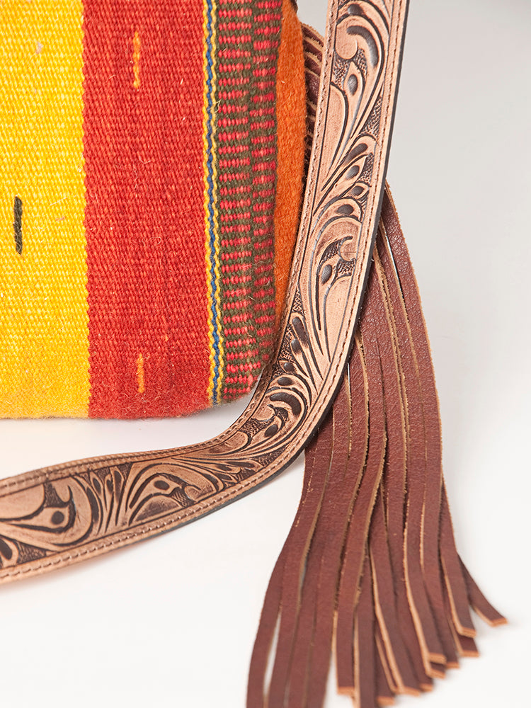 American Darling Messenger Bag Saddle Blanket Fabric Genuine Leather Western Women Handbag Purse | Cute