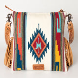 American Darling Messenger Bag Saddle Blanket Fabric Genuine Leather Western Women Handbag Purse | Cute