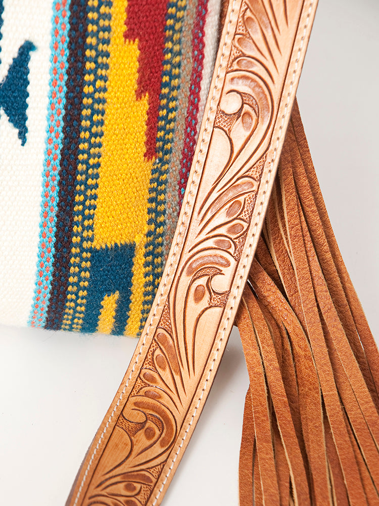 American Darling Messenger Bag Saddle Blanket Fabric Genuine Leather Western Women Handbag Purse | Cute