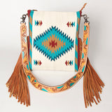 American Darling Messenger Bag Saddle Blanket Fabric Genuine Leather Western Women Handbag Purse | Cute
