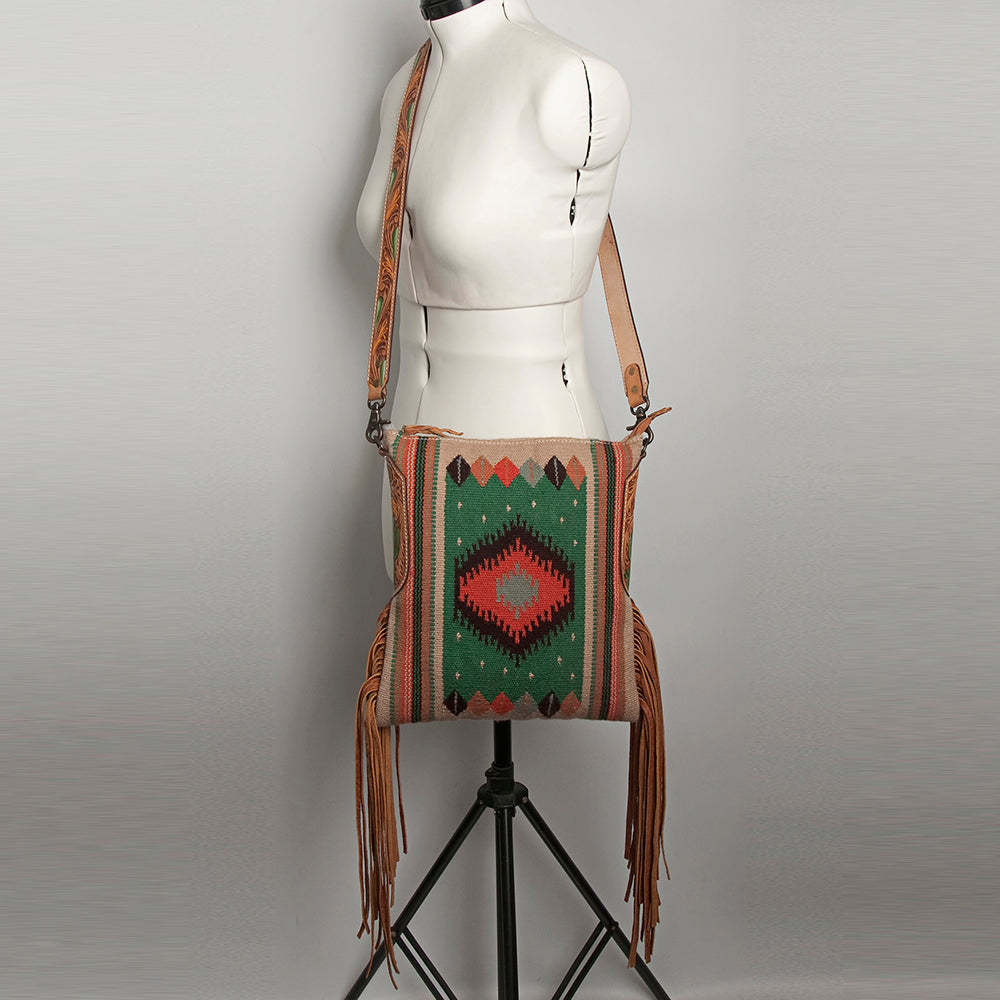 American Darling Messenger Bag Saddle Blanket Fabric Genuine Leather Western Women Handbag Purse | Cute