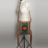 American Darling Messenger Bag Saddle Blanket Fabric Genuine Leather Western Women Handbag Purse | Cute