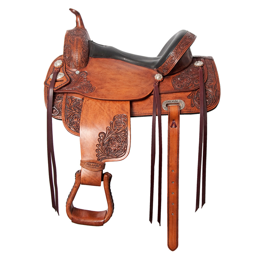 15 In HILASON Western Horse Saddle American Leather Flex Tree Trail and Pleasure - Uhorse