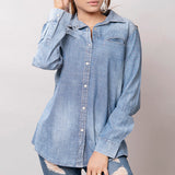 American Darling Leather Hand Tooled Carved Women Denim Shirt Jacket