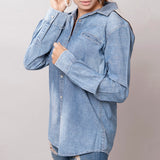 American Darling Leather Hand Tooled Carved Women Denim Shirt Jacket