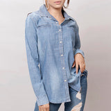 American Darling Leather Hand Tooled Carved Women Denim Shirt Jacket