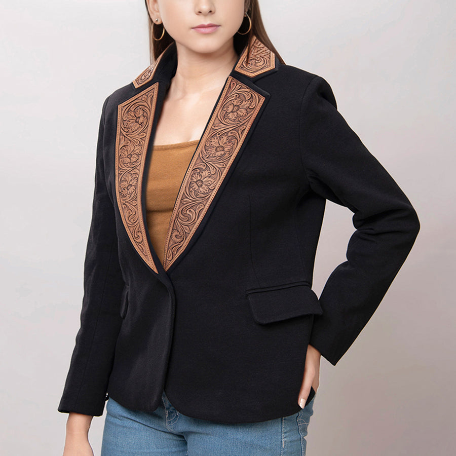 American Darling Genuine leather Hand tooled carved Women Blazer dress jacket ladies Girl | Vintage