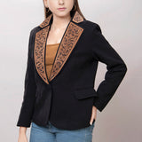 ADBZ012 Genuine leather Hand tooled hand carved Women Blazer dress jacket ladies Girl