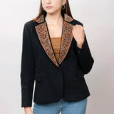 ADBZ012 Genuine leather Hand tooled hand carved Women Blazer dress jacket ladies Girl
