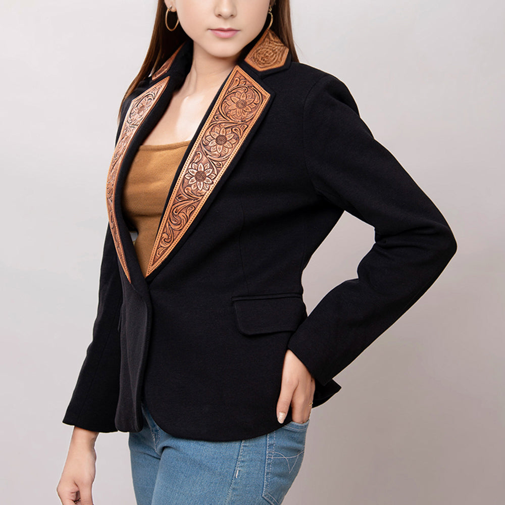 ADBZ013 Genuine leather Hand tooled hand carved Women Blazer dress jacket ladies Girl