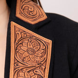 ADBZ013 Genuine leather Hand tooled hand carved Women Blazer dress jacket ladies Girl