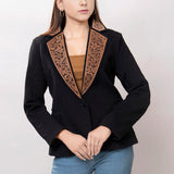 ADBZ013 Genuine leather Hand tooled hand carved Women Blazer dress jacket ladies Girl