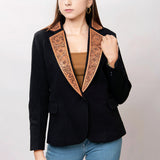 ADBZ013 Genuine leather Hand tooled hand carved Women Blazer dress jacket ladies Girl
