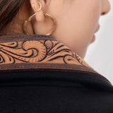 ADBZ014 Genuine leather Hand tooled hand carved Women Blazer dress jacket ladies Girl