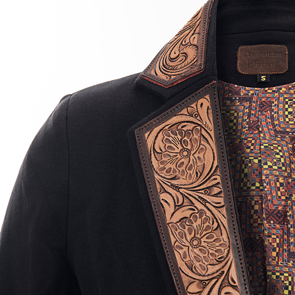 ADBZ014 Genuine leather Hand tooled hand carved Women Blazer dress jacket ladies Girl