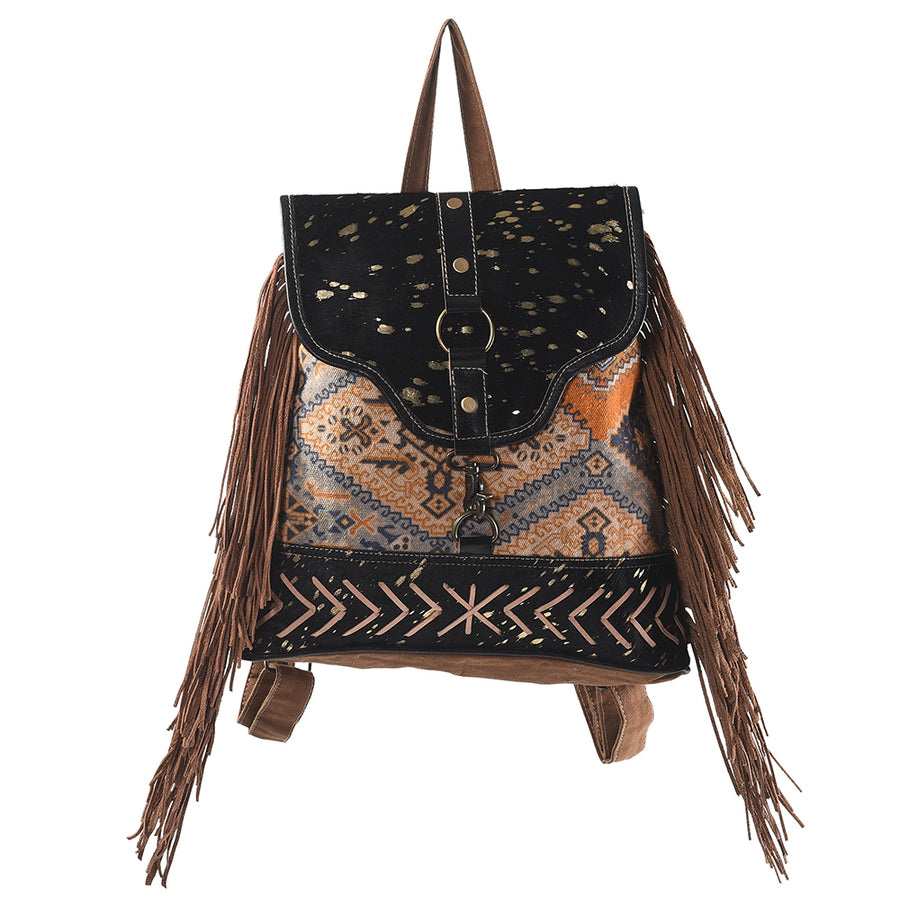 OHLAY Backpack Upcycled Canvas Hair-On Genuine Leather Women Bag Western Handbag Purse Womens Handbags Belt for Purses Summer