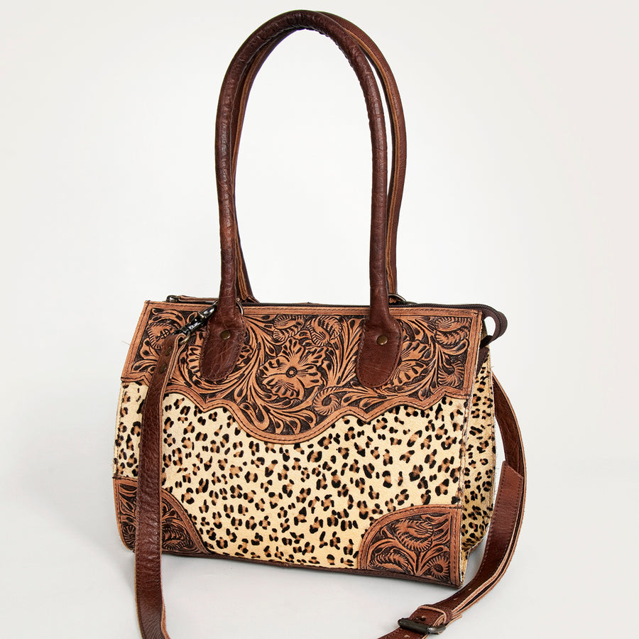 American Darling Duffel Hand Tooled Hair on Genuine Leather Western Women Bag | Handbag Duffel Weekend Travel Bags - Uhorse