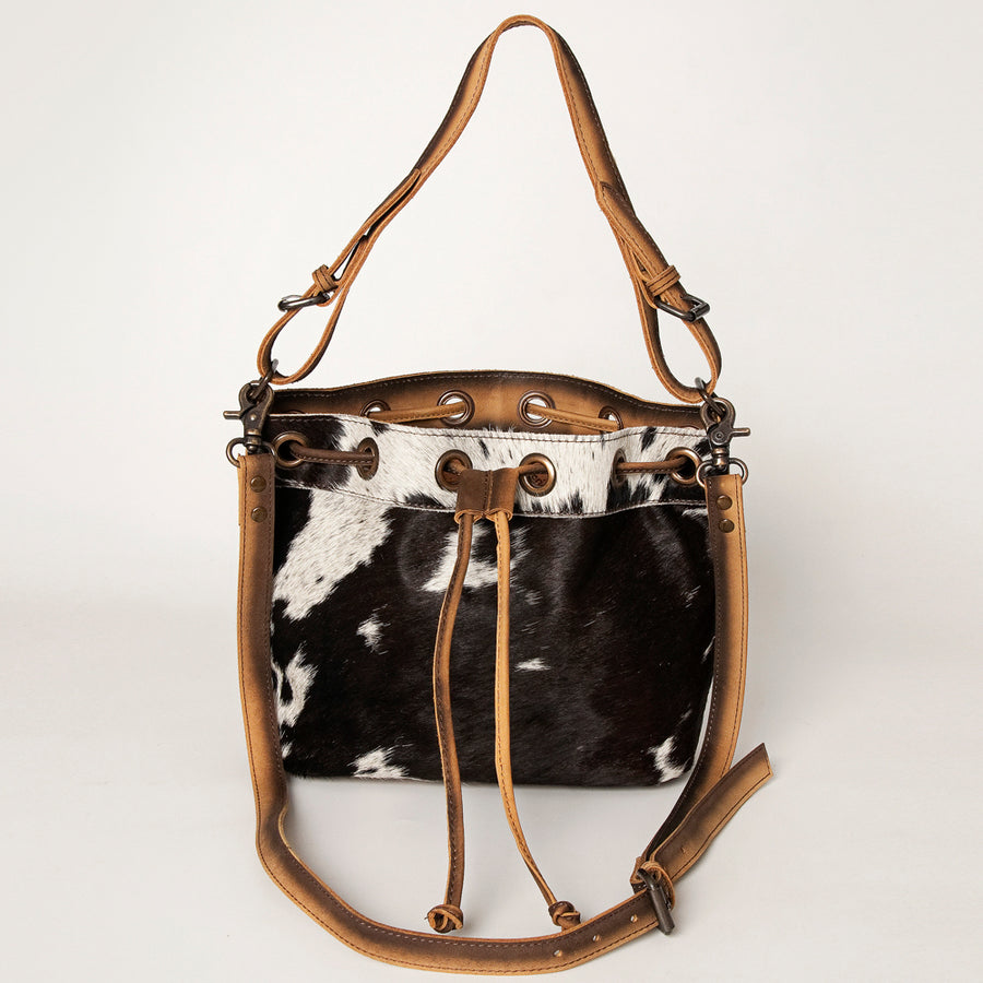 American Darling Hobo Bag Western Hair-On Cowhide Genuine Leather Purse with Drawstring and YKK Zipper