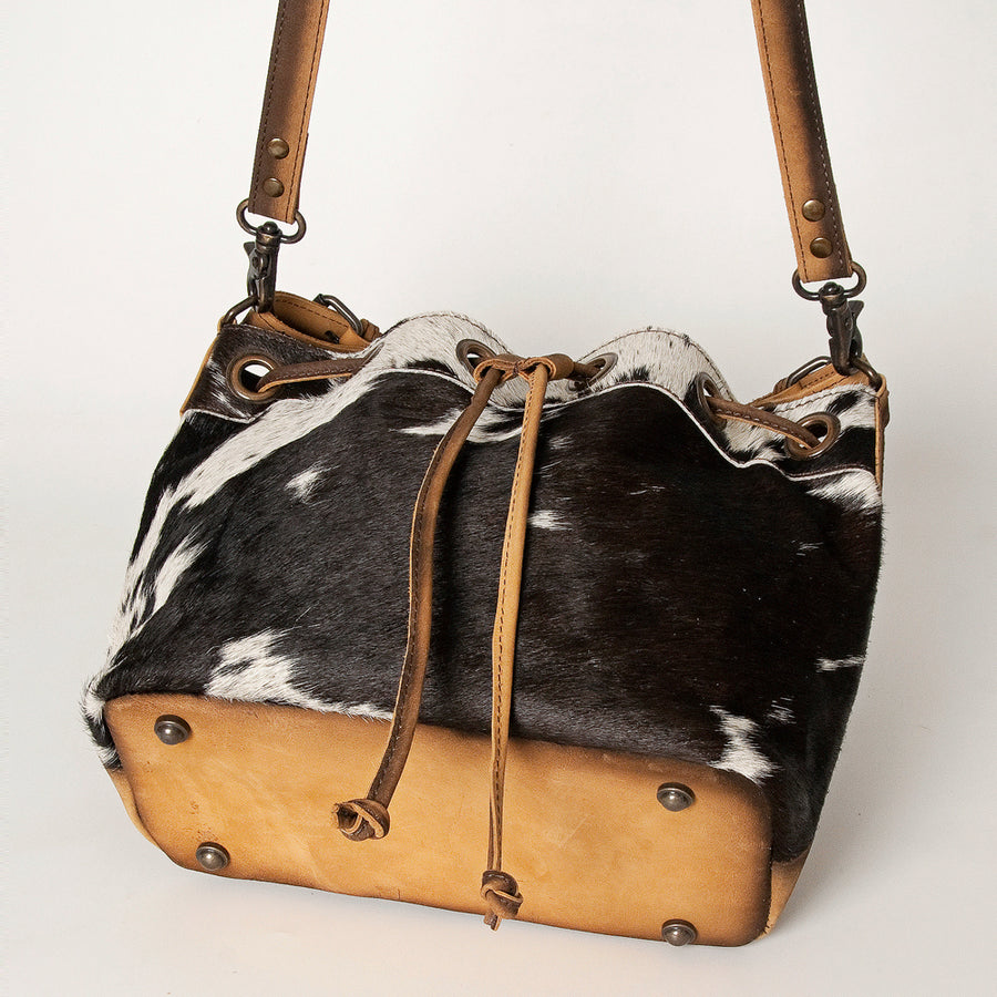 American Darling Hobo Bag Western Hair-On Cowhide Genuine Leather Purse with Drawstring and YKK Zipper