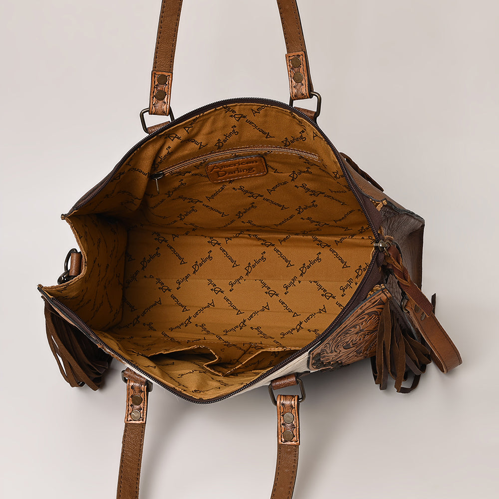 American Darling Tote Hair-On Hand Tooled Genuine Leather Western Women Bag Handbag Purse | Travel Bags College Casual