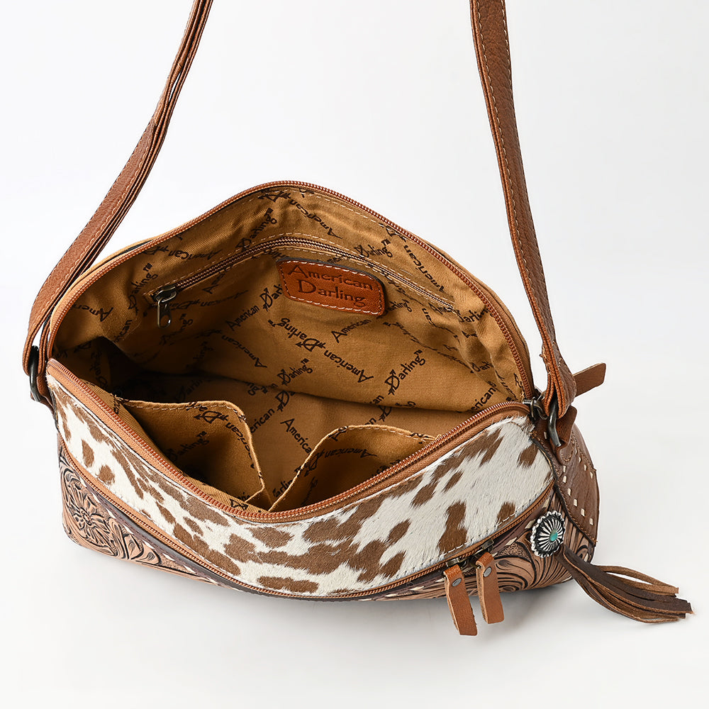American Darling Cross Body Hand Tooled Hair on-Genuine Leather Western Women Bag Handbag Purse | Crossbody for Cute
