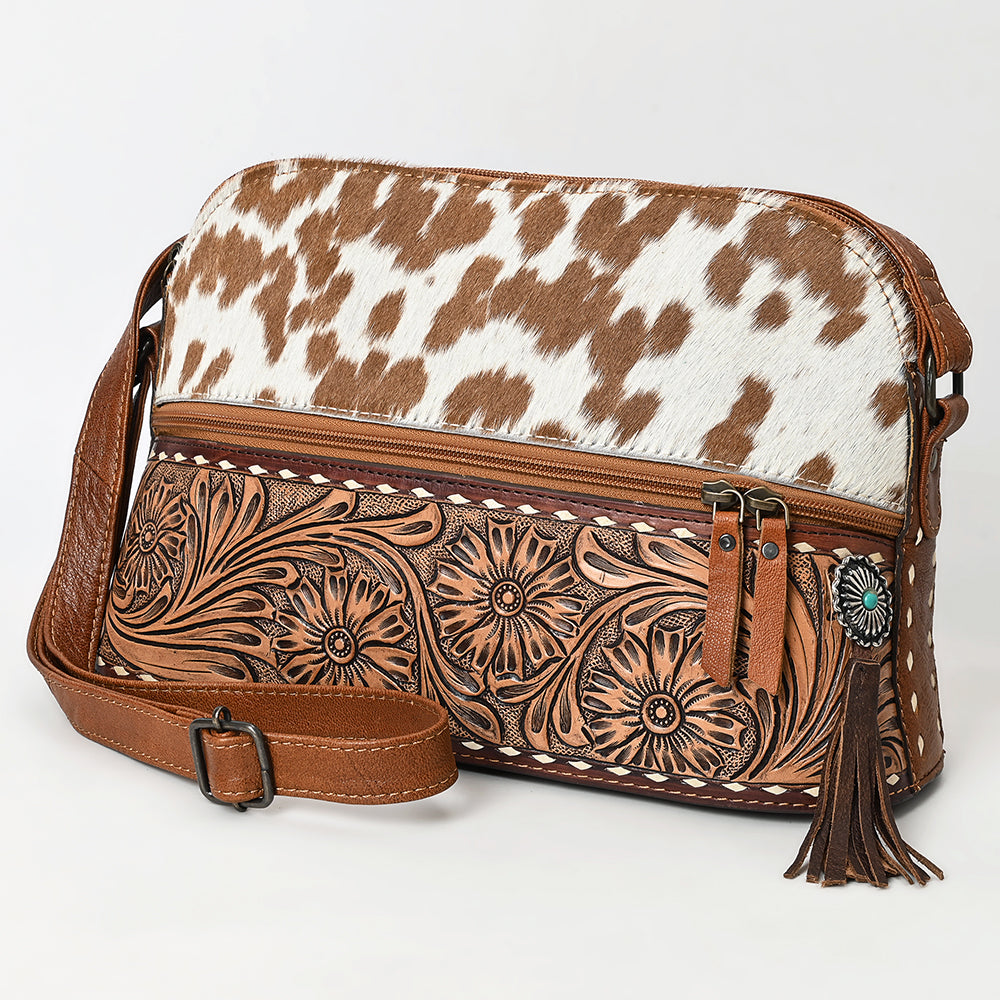 American Darling Cross Body Hand Tooled Hair on-Genuine Leather Western Women Bag Handbag Purse | Crossbody for Cute