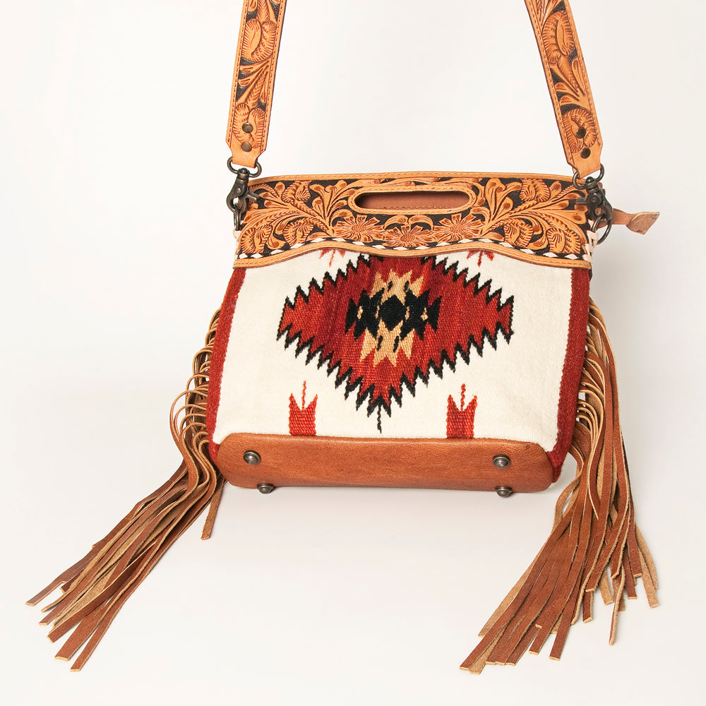 American Darling Clutch Hand Tooled Saddle Blanket Fabric Genuine Leather Western Women Bag Handbag Purse | Purses for Cute