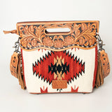 American Darling Clutch Hand Tooled Saddle Blanket Fabric Genuine Leather Western Women Bag Handbag Purse | Purses for Cute