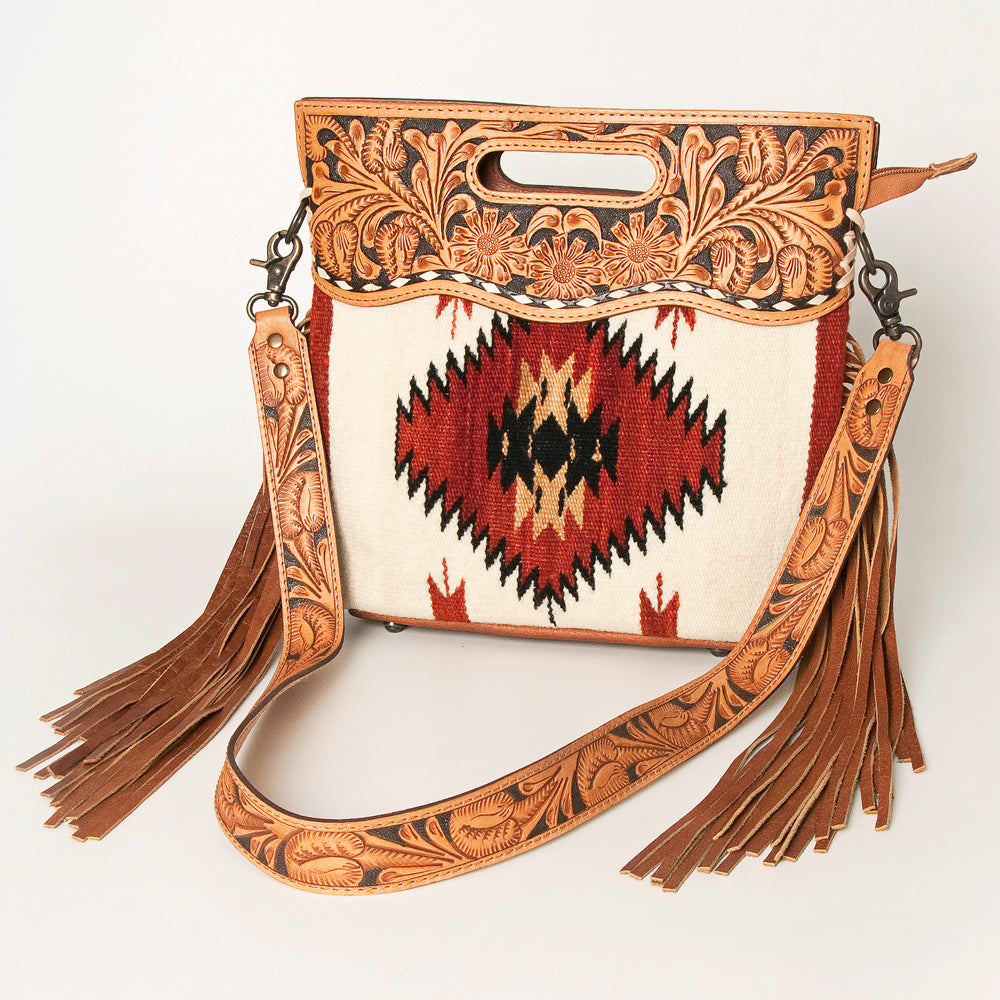 American Darling Clutch Hand Tooled Saddle Blanket Fabric Genuine Leather Western Women Bag Handbag Purse | Purses for Cute