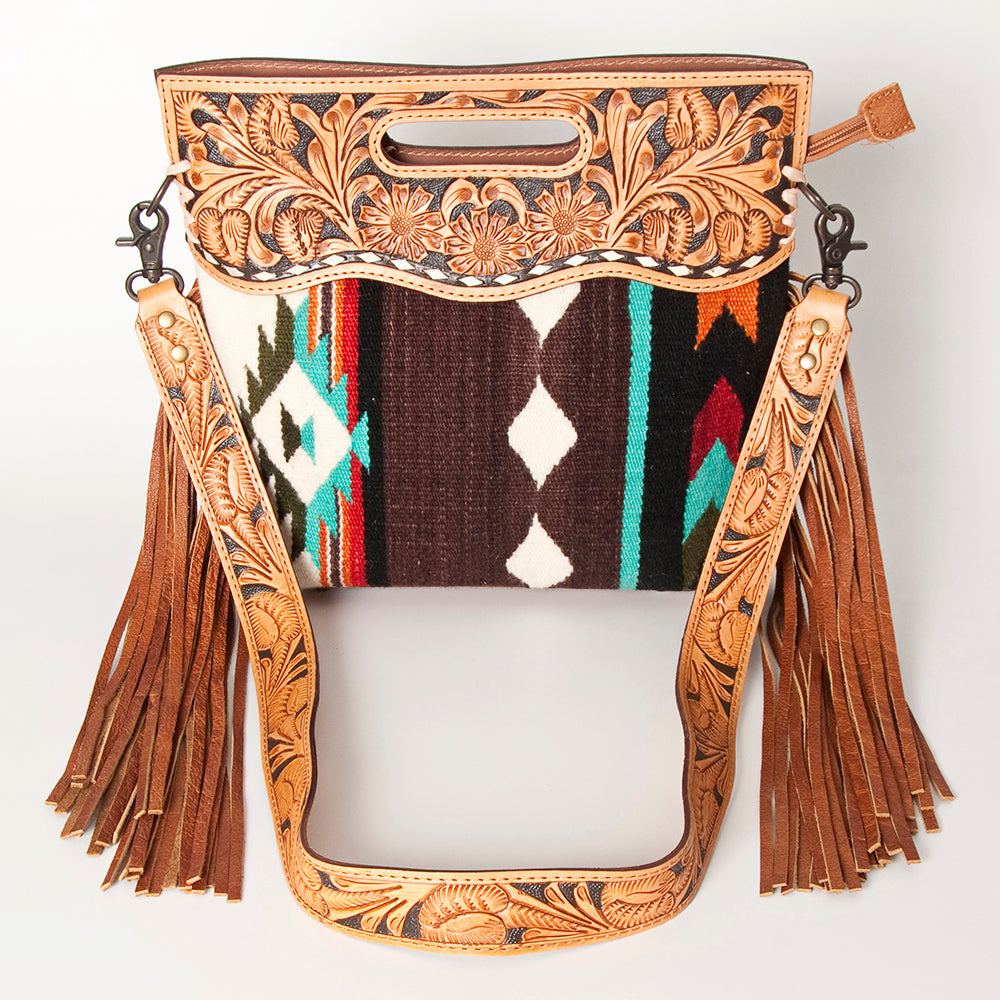 American Darling Clutch Hand Tooled Saddle Blanket Fabric Genuine Leather Western Women Bag Handbag Purse | Purses for Cute