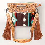 American Darling Clutch Hand Tooled Saddle Blanket Fabric Genuine Leather Western Women Bag Handbag Purse | Purses for Cute